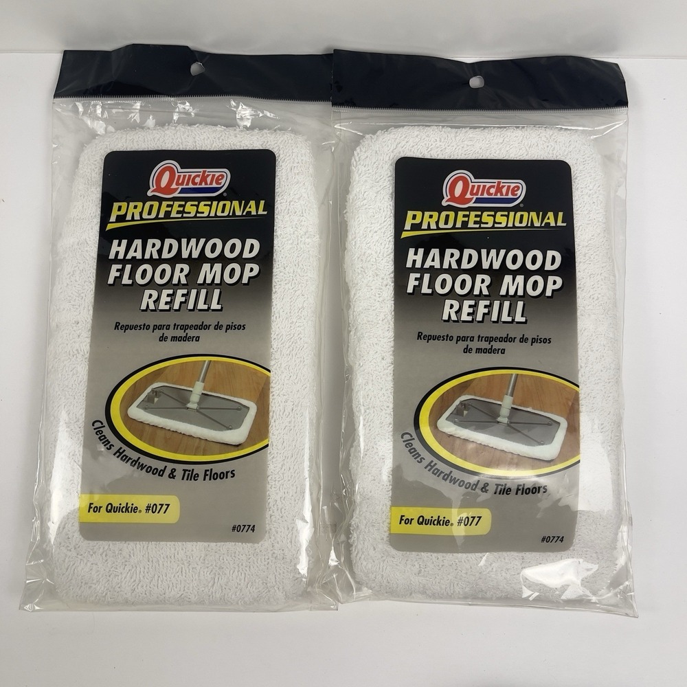 VTG Quickie Professional Hardwood Mop Head Refill 2 PK Terry Cloth Pads 2006 NOS
